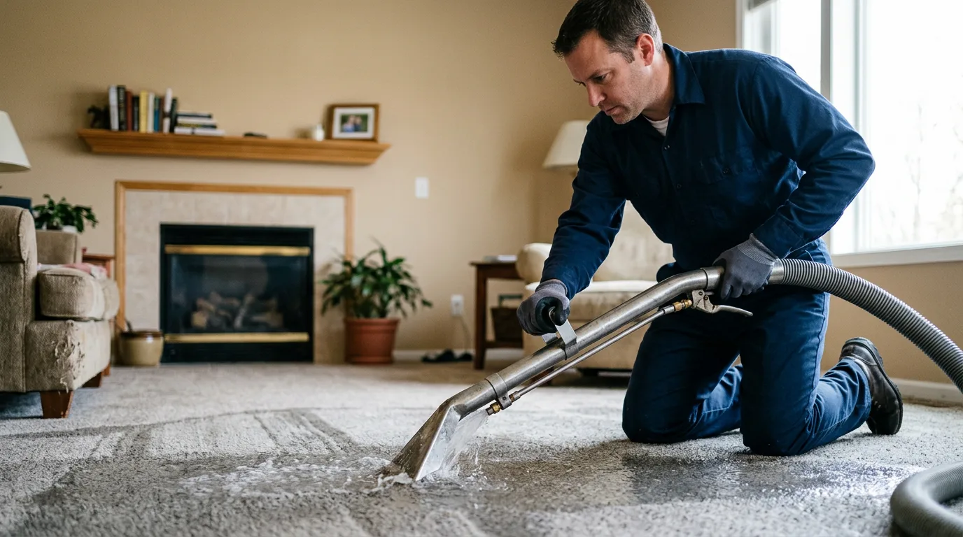 Water damage restoration technician working near New Lebanon, OH
